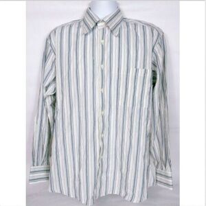 Ike Behar Men's Striped Dress Shirt White Medium